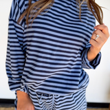 Blue & Navy Striped Lounge Top