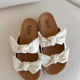 Ivory Knotted Double Strap Wedge