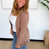 Mocha Classic Open Front Cardigan