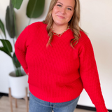 Wrenley Red Knit Sweater-Curvy