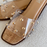 Clear Strap Stud Slip on Sandals