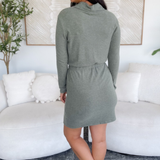 Willow Cowl Neck Olive Mini Dress