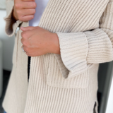 April Open Front Knit Taupe Cardigan