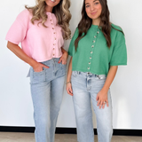 Button Up Short Sleeve Knit Cardigan (2 Colors)