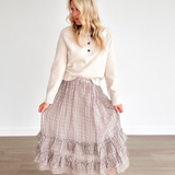 Plaid Ruffle Tiered Midi Skirt