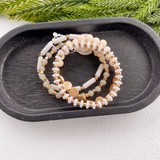 4-Set White Beaded Bracelet