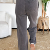 Ava Black Denim Elastic Waist Pants