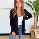 Black Classic Open Front Cardigan