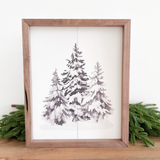 Grayscale Snowy Pines Sign