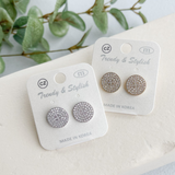 Pave Circle Stud Earrings