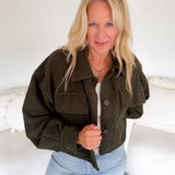 Olive Fleece Oversized Jacket