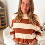 Rust & Cream Striped Knit Sweater