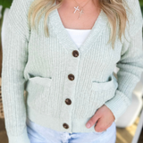 Relaxed Pastel Green Button Up Cardigan
