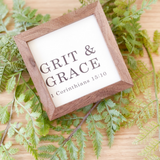 Grit And Grace 1 Corinthians 15:10 White Sign