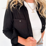 Black Super Soft Button Up Top