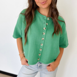 Button Up Short Sleeve Knit Cardigan (2 Colors)