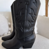 Black Mid-Calf Western Boots