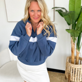 Navy/Grey Relaxed 1/4 Zip Pullover