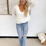 Fuzzy Soft Knit V-Neck Top (2 Colors)