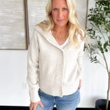 Soft Knit Oatmeal Hooded Button Cardigan
