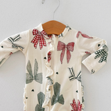 Christmas Bows Ruffle 2 Way Zip Footie