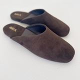 Espresso Suede Slip On Mules