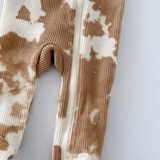 Almond Tie Dye Waffle Zip Footie