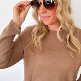 Lightweight Coffee Knit Pullover