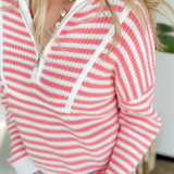 1/2 Zip Knit Stripes Pullover (2 Colors)