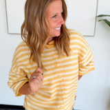 Short Sleeve Yellow & Ivory Button Up Top