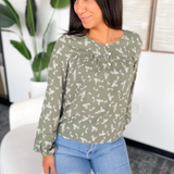 Daphne Green Floral Long Sleeve Top