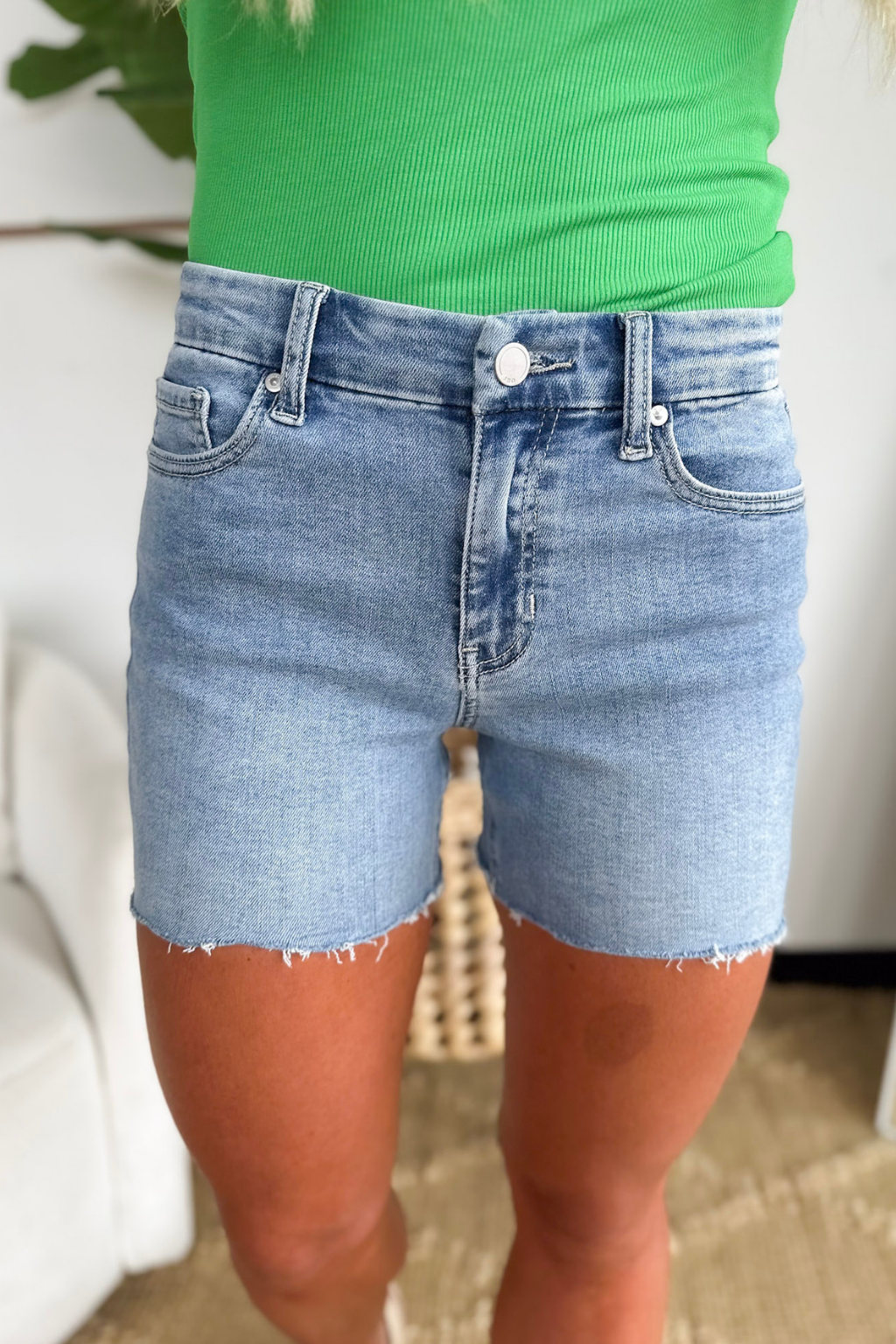 Kenzie Light Wash Everyday Denim Shorts