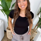 Black Double Layer Short Sleeve Top