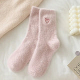 Girls Pink Heart Fluffy Socks