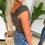 Dark Olive Smocked Tank Top