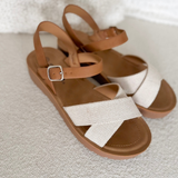 Beige/Tan Criss Cross Strappy Sandal