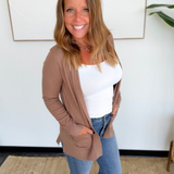 Mocha Classic Open Front Cardigan