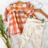 Harvest Plaid Dress & Cream Leggings