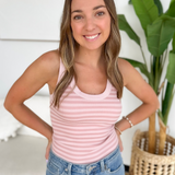 Nikibiki Striped Ribbed Tank Top - Pearl Blush