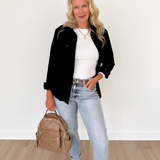 Black Super Soft Button Up Top
