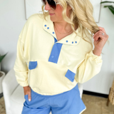 Lemon/Blue Collared Pullover
