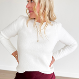 Ivory Soft Knit Puff Long Sleeve Sweater