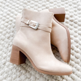 Suede Taupe Heeled Boots