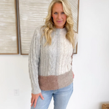 Color Block Cable Knit Sparkle Sweater (2 colors)