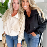 Contrast Sherpa Quarter Zip Pullover