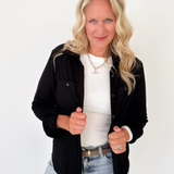 Black Super Soft Button Up Top