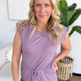 Classic Dark Lavender Short Sleeve Mini Dress