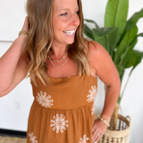Camel/Ivory Print Tiered Maxi Dress