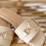 Gold Accent Slip on Sandals