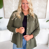 Aliyah Olive Button Up Top-Curvy